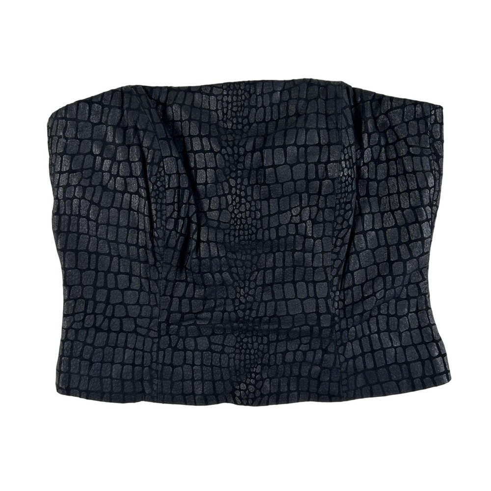 Shape Fx Shaping Top Womens 4 Black Leather Animal Print Strapless Corset